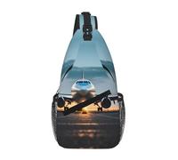 MGGAklp Airplane In The Evening Light Print Cross Chest Bag Diagonally Men Women Lightweight Waterproof Chest Shoulder Bag