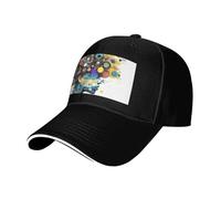 MGGAklp Artificial Intelligence Brain Print Adjustable Classic Casquette Hat with Fashion for Unisex Trucker Black