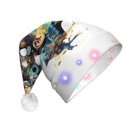 MGGAklp Artificial Intelligence Brain Print Led Christmas Hat,Adult Festive Hat,Party Headgear For Xmas Celebration