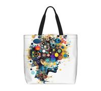 MGGAklp Artificial Intelligence Brain Print Tote Bag With Zipper Stylish Reusable Shoulder Totes For Shopping Work, Vacation