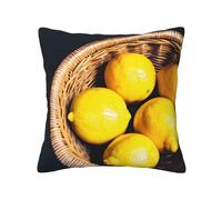 MGGAklp Basket Lemons Print Decorative Square Throw Pillows For Home Living Room Bedroom Bed Outdoor
