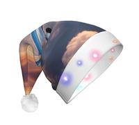 MGGAklp Beautiful Sky Airplane Print Led Christmas Hat,Adult Festive Hat,Party Headgear For Xmas Celebration