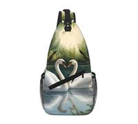 MGGAklp Beautiful White Swans On The Lake Print Cross Chest Bag Diagonally Men Women Lightweight Waterproof Chest Shoulder Bag