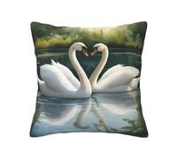 MGGAklp Beautiful White Swans On The Lake Print Decorative Square Throw Pillows For Home Living Room Bedroom Bed Outdoor
