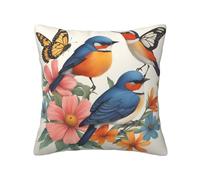 MGGAklp Birds Flowers Butterfly Print Decorative Square Throw Pillows For Home Living Room Bedroom Bed Outdoor