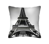 MGGAklp Black Paris Eiffel Tower Print Decorative Square Throw Pillows For Home Living Room Bedroom Bed Outdoor