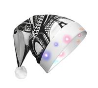 MGGAklp Black Paris Eiffel Tower Print Led Christmas Hat,Adult Festive Hat,Party Headgear For Xmas Celebration