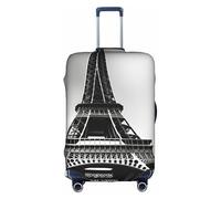 MGGAklp Black Paris Eiffel Tower Print Washable Stretch Suitcase Protector Anti Scratch Travel Suitcase Cover for Adult