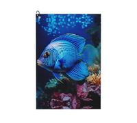 MGGAklp Blue Ocean Underwater Fish Print Golf Towel With Clip Absorbent Water Quick Dry Microfiber Golf Accessory