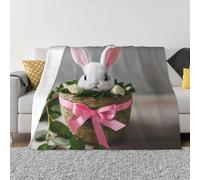 MGGAklp Bunny Rosette Print Lightweight Ultra-Soft Micro Fleece Blanket For Bed Couch Living Room