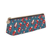 MGGAklp Cartoon Rockets Print Pencil Case with Zipper Office Stationery Organizer and Travel for Women Men
