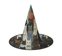 MGGAklp Cat Print Party Hat Halloween Carnival Witches Hats For Themed Parties Holiday Decor
