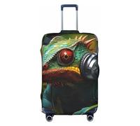 MGGAklp Chameleon Listen Music Print Washable Stretch Suitcase Protector Anti Scratch Travel Suitcase Cover for Adult
