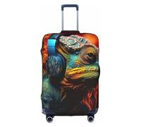 MGGAklp Chameleon Listen Music Print Washable Stretch Suitcase Protector Anti Scratch Travel Suitcase Cover for Adult