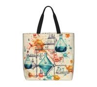 MGGAklp Chemistry Print Print Tote Bag With Zipper Stylish Reusable Shoulder Totes For Shopping Work, Vacation