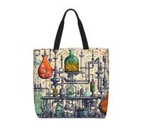 MGGAklp Chemistry Print Print Tote Bag With Zipper Stylish Reusable Shoulder Totes For Shopping Work, Vacation