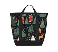 MGGAklp Christmas Deer Santa Claus Print Large Capacity Insulated Tote Bag With Zipper For Work, Picnic, And Travel