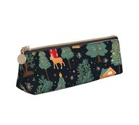 MGGAklp Christmas Deer Santa Claus Print Pencil Case with Zipper Office Stationery Organizer and Travel for Women Men