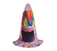 MGGAklp Colorful Cupcakes Rainbow Flower Cake Print Hooded Cape For Teenagers For Halloween, Cosplay And Themed Parties
