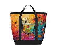 MGGAklp Colorful Music Notes Print Large Capacity Insulated Tote Bag With Zipper For Work, Picnic, And Travel