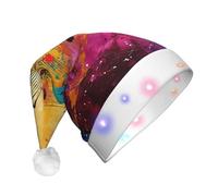 MGGAklp Colorful Music Notes Print Led Christmas Hat,Adult Festive Hat,Party Headgear For Xmas Celebration