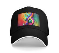 MGGAklp Colorful Musical Notes Print Adjustable Classic Casquette Hat with Fashion for Unisex Trucker Black