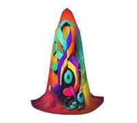 MGGAklp Colorful Musical Notes Print Hooded Cape For Teenagers For Halloween, Cosplay And Themed Parties