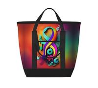 MGGAklp Colorful Musical Notes Print Large Capacity Insulated Tote Bag With Zipper For Work, Picnic, And Travel
