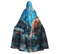 MGGAklp Coral Reef Print Adults Hooded Cloak With Halloween Cape Robe Costume Party Supplies