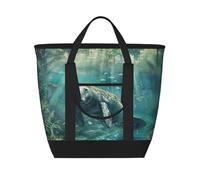 MGGAklp Crazy Save Manatee Print Large Capacity Insulated Tote Bag With Zipper For Work, Picnic, And Travel