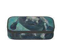 MGGAklp Crazy Save Manatee Print Pencil Pouch Stationery with Zipper School Supplies for Girls Boys Office