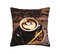 MGGAklp Delicious Heart Coffee Print Decorative Square Throw Pillows For Home Living Room Bedroom Bed Outdoor