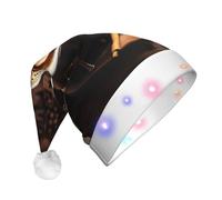 MGGAklp Delicious Heart Coffee Print Led Christmas Hat,Adult Festive Hat,Party Headgear For Xmas Celebration