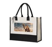 MGGAklp Desert Sand Camel Print Women Canvas Gift Bag Reusable Tote For Wedding, Birthday, Holiday