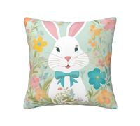 MGGAklp Easter Bunny Floral Print Decorative Square Throw Pillows For Home Living Room Bedroom Bed Outdoor