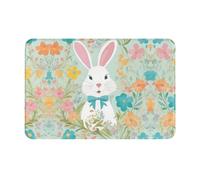 MGGAklp Easter Bunny Floral Print Doormat Home Floor Mat Non Slip And Water Absorption For Outdoor Indoor Decor