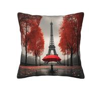 MGGAklp Eiffel Tower With Red Umbrella Print Decorative Square Throw Pillows For Home Living Room Bedroom Bed Outdoor