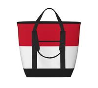 MGGAklp Flag Of Monaco Print Large Capacity Insulated Tote Bag With Zipper For Work, Picnic, And Travel