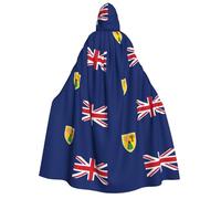 MGGAklp Flag Of The Turks And Caicos Islands Print Adults Hooded Cloak With Halloween Cape Robe Costume Party Supplies