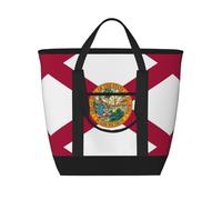 MGGAklp Florida State Flag Print Large Capacity Insulated Tote Bag With Zipper For Work, Picnic, And Travel