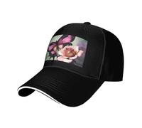 MGGAklp Flower Rose Butterfly Print Adjustable Classic Casquette Hat with Fashion for Unisex Trucker