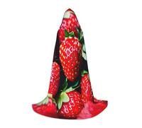 MGGAklp Fresh Strawberry Print Hooded Cape For Teenagers For Halloween, Cosplay And Themed Parties
