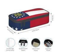 MGGAklp Georgia Flag Print Pencil Case with Double Zipper, Portable Pencil Pouch for School Office Supplies