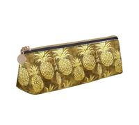MGGAklp Gold Pineapple Background Print Pencil Case with Zipper Office Stationery Organizer and Travel for Women Men