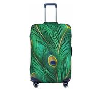 MGGAklp Green Peacock Feather Print Washable Stretch Suitcase Protector Anti Scratch Travel Suitcase Cover for Adult