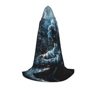 MGGAklp Hacker Attack Print Hooded Cape For Teenagers For Halloween, Cosplay And Themed Parties