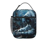 MGGAklp Hacker Attack Print Lunch Bag Portable Reusable Zipper Lunch Box for Work Picnic Travel Camping