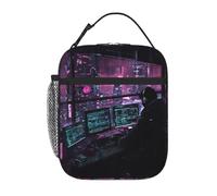 MGGAklp Hacker Era Print Lunch Bag Portable Reusable Zipper Lunch Box for Work Picnic Travel Camping