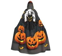 MGGAklp Halloween Moon Bat Pumpkin Print Adults Hooded Cloak With Halloween Cape Robe Costume Party Supplies