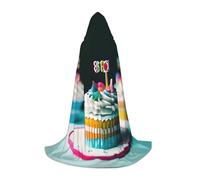 MGGAklp Happy Birthday Cakes Print Hooded Cape For Teenagers For Halloween, Cosplay And Themed Parties